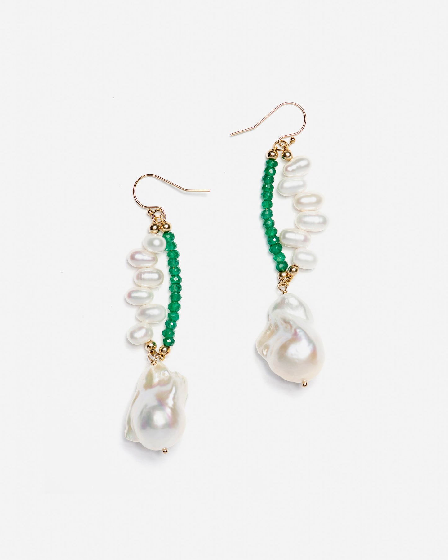 Baroque Pearl Green Onyx Earrings
