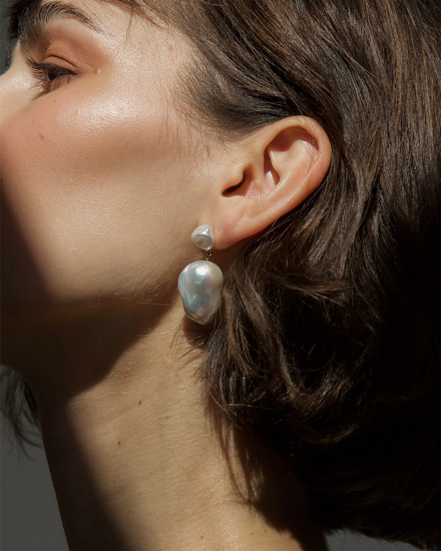 Bare Baroque Pearl Earrings by monái – sculptural, handmade earrings featuring one-of-a-kind organic pearls on gold-filled hooks