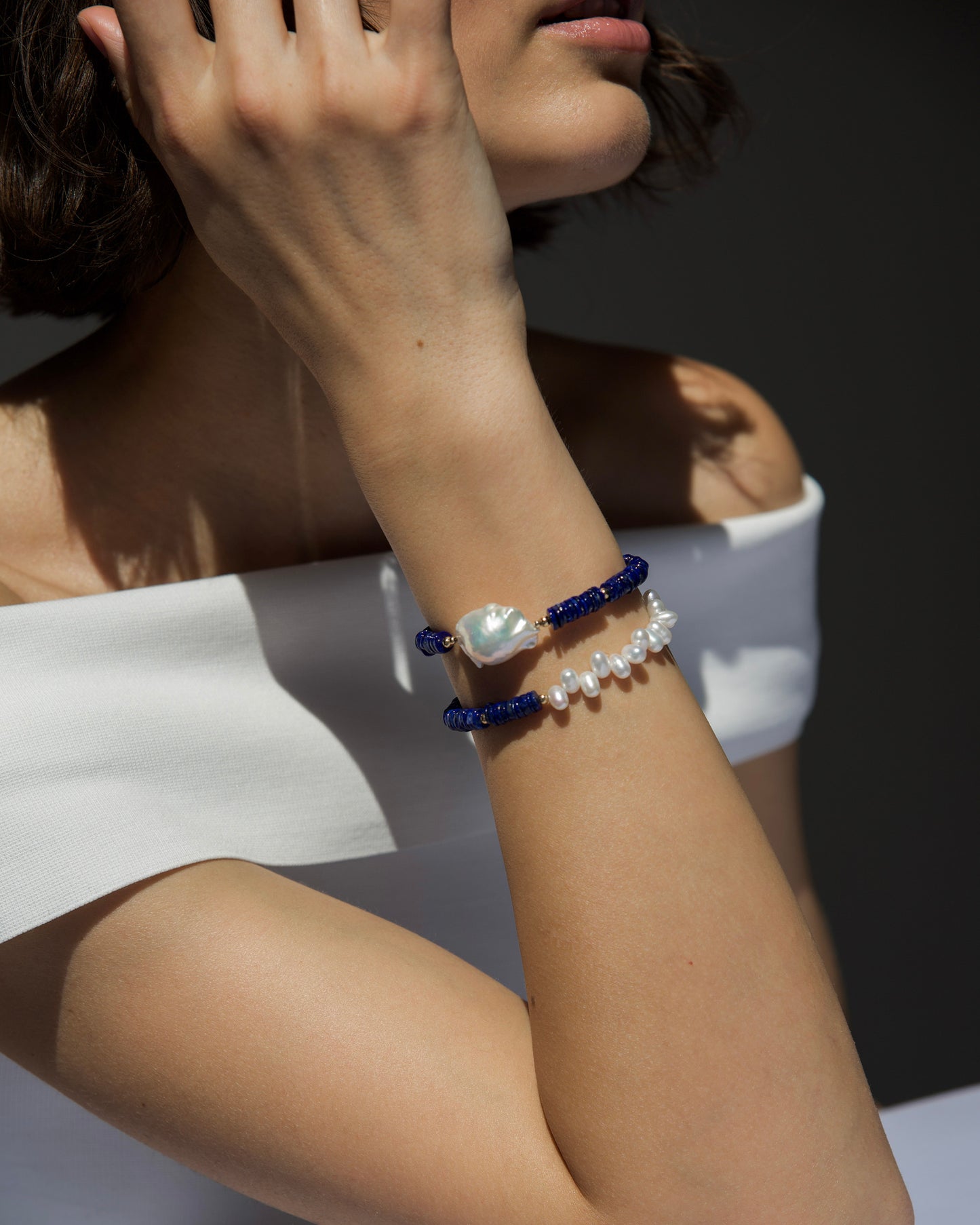 Lapis Lazuli Accent Pearl Bracelet