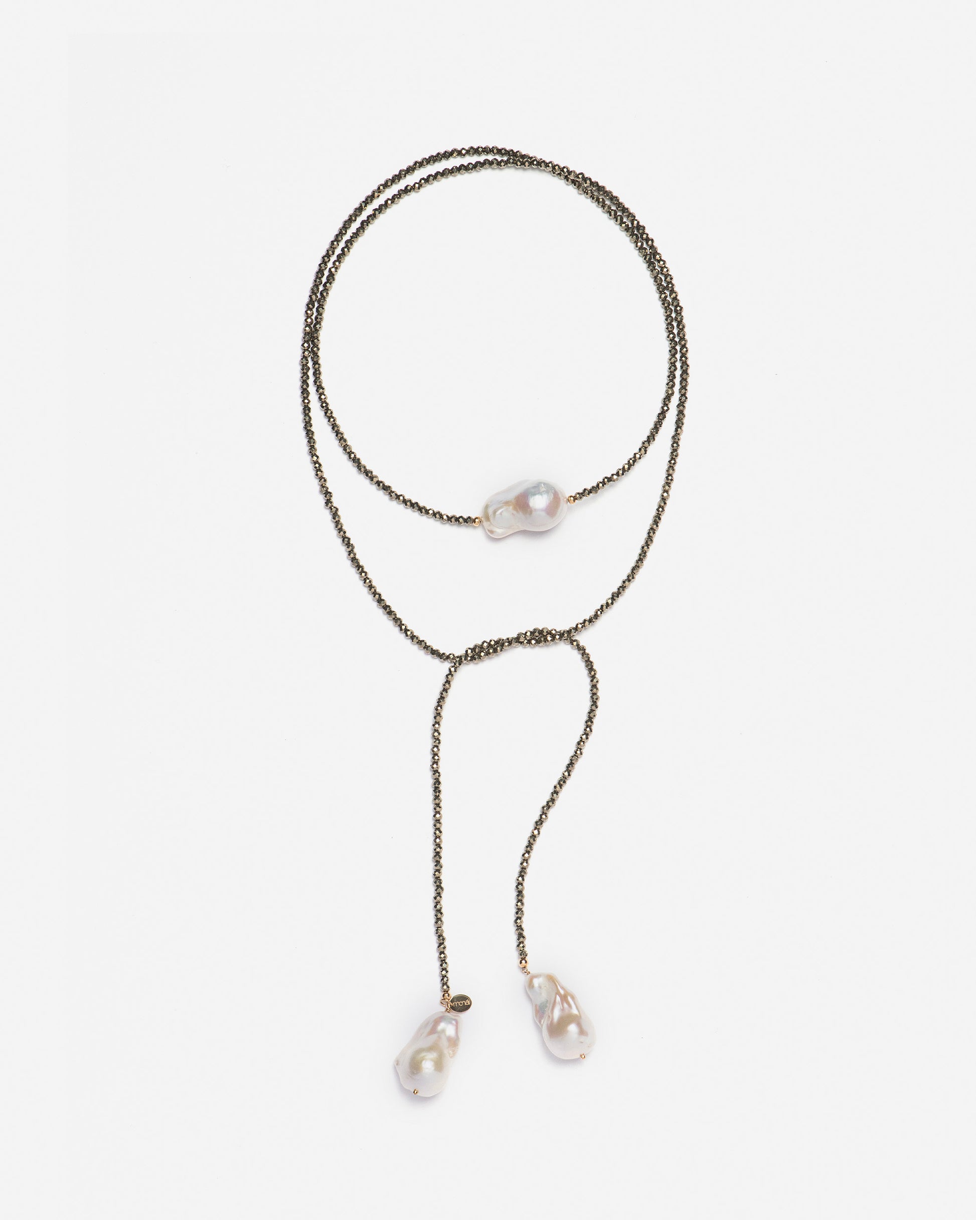 3 Baroque Pearl Pyrite Necklace