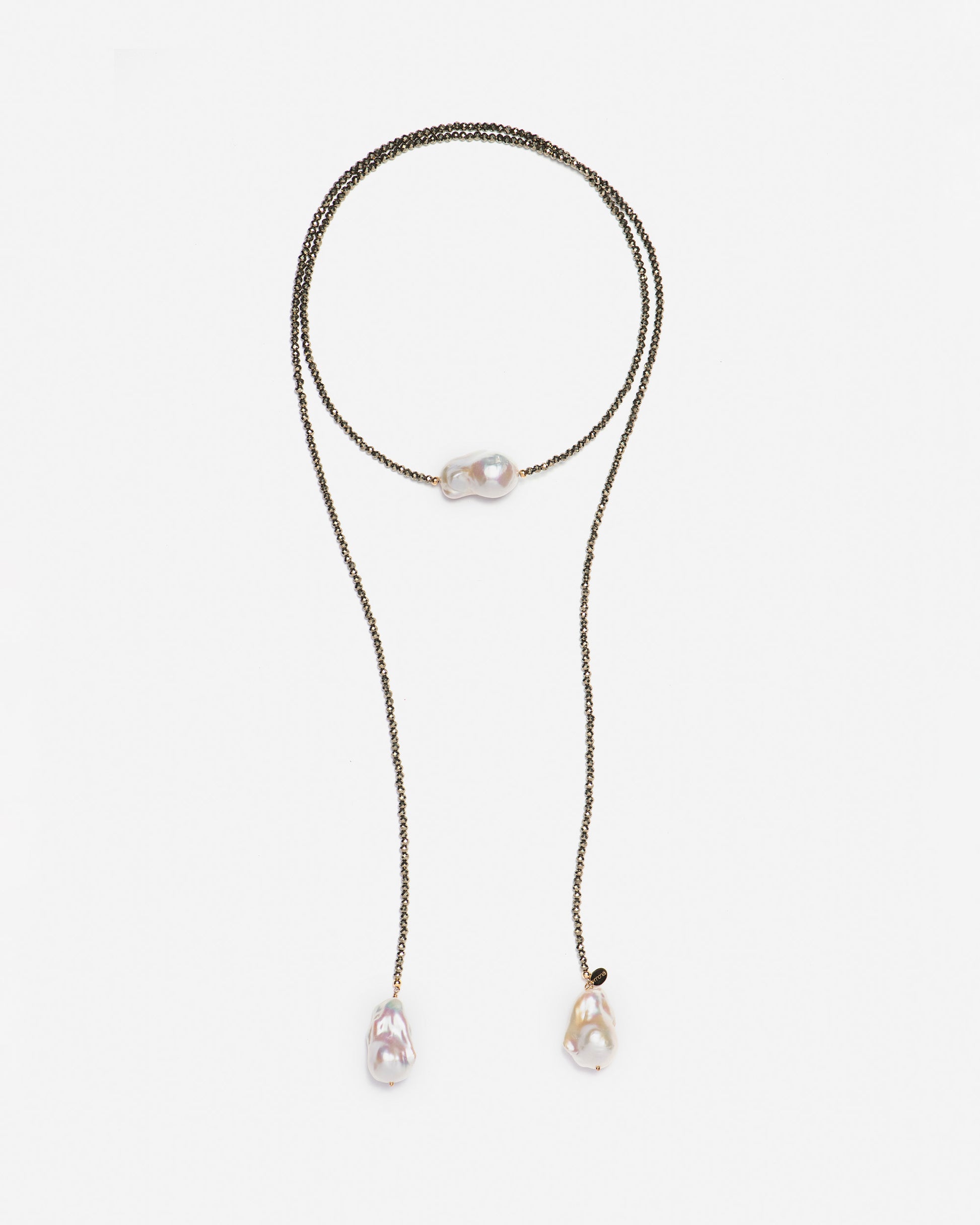 3 Baroque Pearl Pyrite Necklace